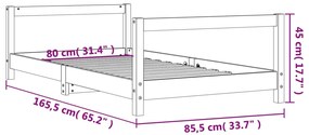 Estrutura de cama infantil 80x160 cm pinho maciço
