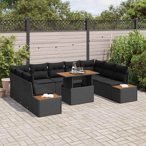 Conjunto de Jantar de Jardim com 10 Peças e Almofadas em Rattan Poly P