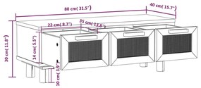 Mesa de centro 80x40x30 cm deriv. madeira/pinho maciço castanho