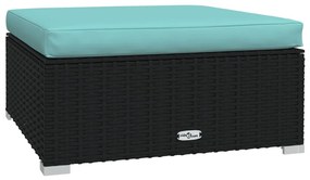 6 pcs conjunto lounge de jardim c/ almofadões vime PE preto