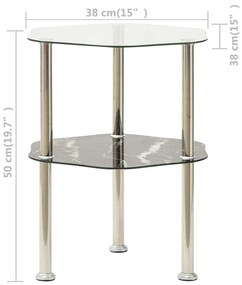 Mesa apoio 2 prateleiras 38x38x50cm vidro temp. transp./preto