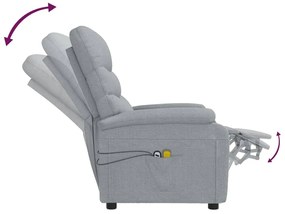 Poltrona de massagens elétrica tecido cinzento-claro
