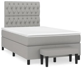 vidaXL Cama boxspring com colchão 120x190 cm tecido cinzento-claro