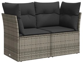 6 pcs conjunto sofás de jardim com almofadões vime cinzento