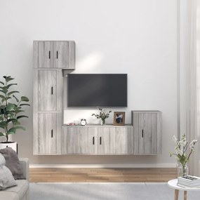 vidaXL Conjunto móveis de TV 5 pcs madeira processada sonoma cinza