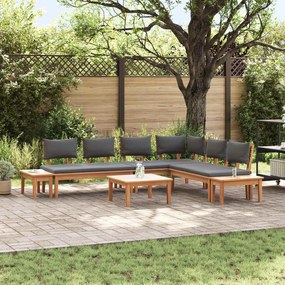 vidaXL Conjunto de Sofá de Jardim 3 pcs Marrom e Cinza