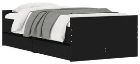 Estrutura de cama com gavetas 90x190 cm preto