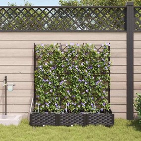 vidaXL Vasos de Jardim com Irrigação - 3 Peças Pretos