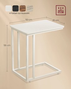 Mesa apoio para sofá com Rodas 50 x 35 x 55 cm branco creme