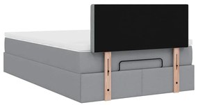Cama otomana com colchão 120x190 cm tecido cinzento claro