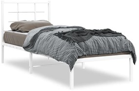 Estrutura de cama com cabeceira 75x190 cm metal branco