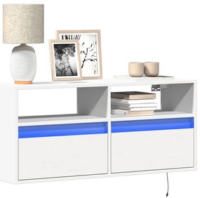 Móvel de parede para TV com luzes LED 100x31x45 cm branco