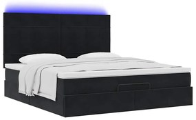 Estrutura de cama otomana com colchões 160x200 cm veludo preto