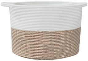 Cesto de arrumação Ø55x36 cm algodão castanho e branco
