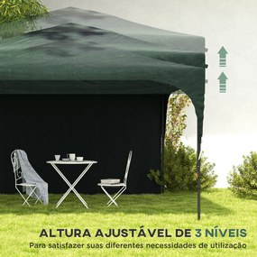 Outsunny Tenda Dobrável 3x3m com Altura Ajustável Tenda de Jardim com