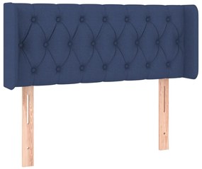 Cabeceira de cama c/ luzes LED tecido 93x16x78/88 cm azul