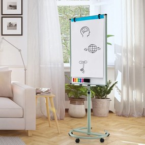 Quadro branco 100 x 65 cm apagável,1 apagador seco, 2 ganchos para papel, 6 marcadores apagáveis e 12 ímanes verdes