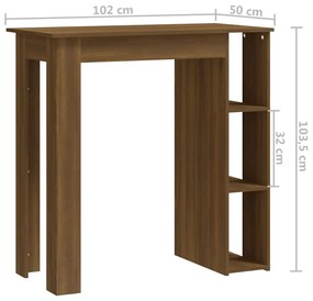 Mesa bar c/ prateleiras contraplacado 102x50x103,5cm castanho