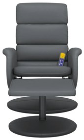 Cadeira massagens reclinável c/ apoio pés couro artif. cinzento