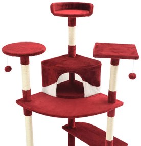 Árvore p/ gatos postes arranhadores sisal 203cm vermelho/branco