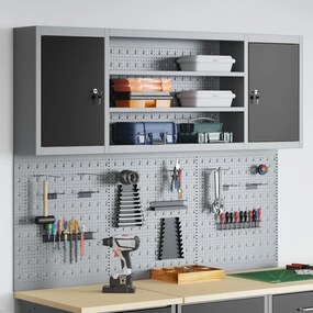 Conjunto de Armário de Ferramentas e Painel de Ferramentas de 6 Peças