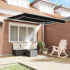 Toldo Retrátil Preto 350 x 250 cm Tecido de acrílico e alumínio