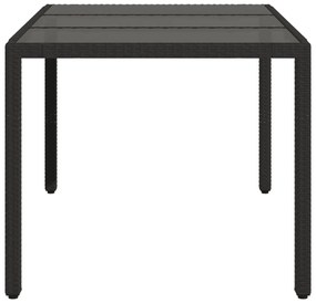 Mesa de jardim com tampo de vidro 150x90x75 cm vime PE preto