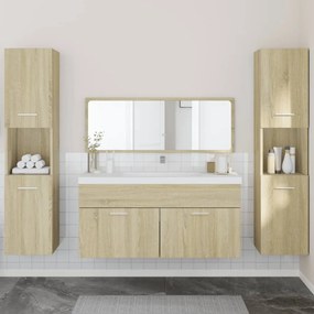 vidaXL 4 pcs conj. móveis casa banho derivados madeira carvalho sonoma