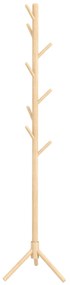 Cabide de Pé de Madeira com 8 Ganchos para Pendurar Roupa e Bolsas Forma de Árvore para Corredor Entrada 40x40x165 cm Natural