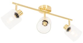 Candeeiro de teto spot dourado com vidro 3 luzes ajustável - Laura Art Deco
