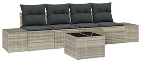 Conjunto de Sofá de Jardim com 5 Peças e Almofadas em Rattan Poliéster