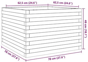 Vaso/floreira de jardim 70x70x46 cm madeira pinho maciça branco