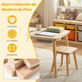Mesa para crianças 3+ anos sensorial com bancos Superfícies duplas removíveis Baldes e pinho Natural e preto e branco