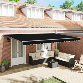 vidaXL Toldo Retrátil Manual Preto 500x300 cm Poliéster e Alumínio