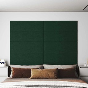 vidaXL Painel de parede 12 pcs 90x30 cm tecido 3,24 m² verde-escuro