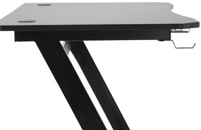 Secretária tipo gaming mesa de escritório com suporte para copos gancho e pés ajustáveis ​​120x65x74,5 cm preto