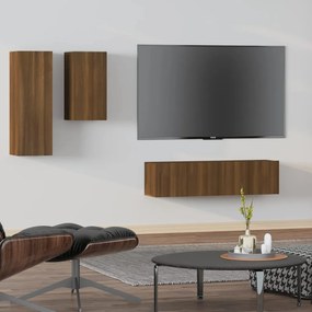vidaXL Conjunto móveis de TV 4pcs madeira processada carvalho castanho