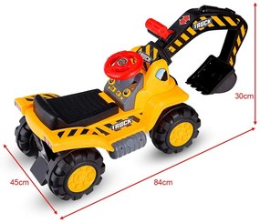 Brinquedo infantil escavadora andarilho com rodas de assento e dramatização de capacete 84 x 45 x 30 cm Amarelo