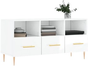 Móvel para TV 102x36x50 cm derivados madeira branco brilhante