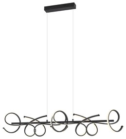 LED Candeeiro suspenso de design preto retangular regulável em 3 níveis - Krisscross Moderno
