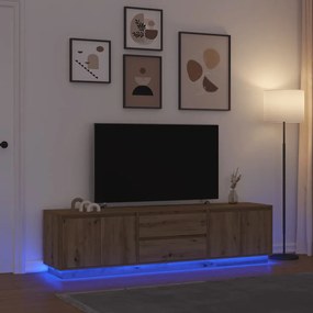 vidaXL Móvel de TV com luzes LED 193,5x41x50 cm carvalho artisiano