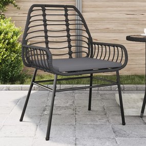 vidaXL Cadeiras de jardim com almofadões 2 pcs vime PE preto