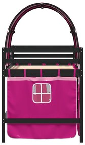 Cama alta para criança com túnel 80x200 cm pinho maciço rosa