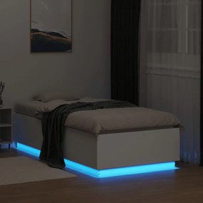 Estrutura cama c/ luzes LED 90x190 cm derivados madeira branco