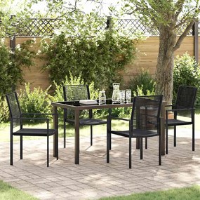 vidaXL Conjunto de jantar de jardim 5 peças - Preto, PVC Rattan