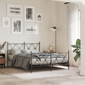 vidaXL Estrutura de cama com cabeceira e pés 140x190 cm metal preto