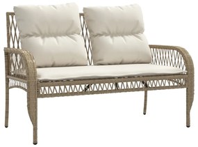 4 pcs conjunto de sofás para jardim c/ almofadões vime PE bege