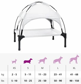 Cama Elevada para Cães com Cobertura Removível Cinza Prateado Metal