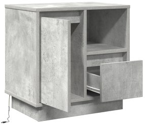 Criado-Mudo com LED Cinza Concreto 50x34,5x50 cm