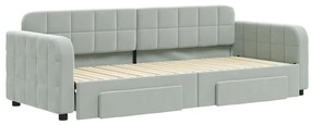 Sofá-cama c/ gavetão e gavetas 80x200 cm veludo cinzento-claro